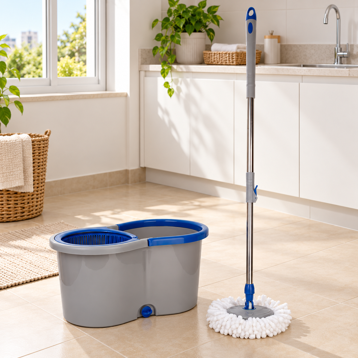 Mop Giratório 360° com Balde 13 L e Microfibra