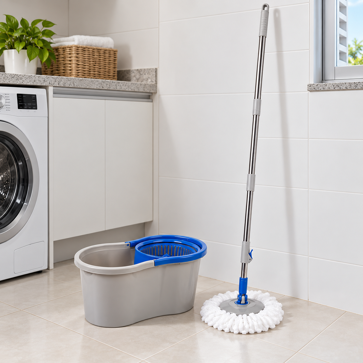 Mop Giratório 360° com Balde 8 L e Microfibra