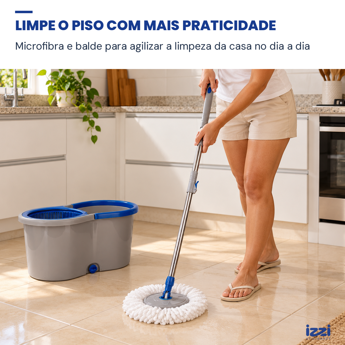 Mop Giratório 360° com Balde 13 L e Microfibra