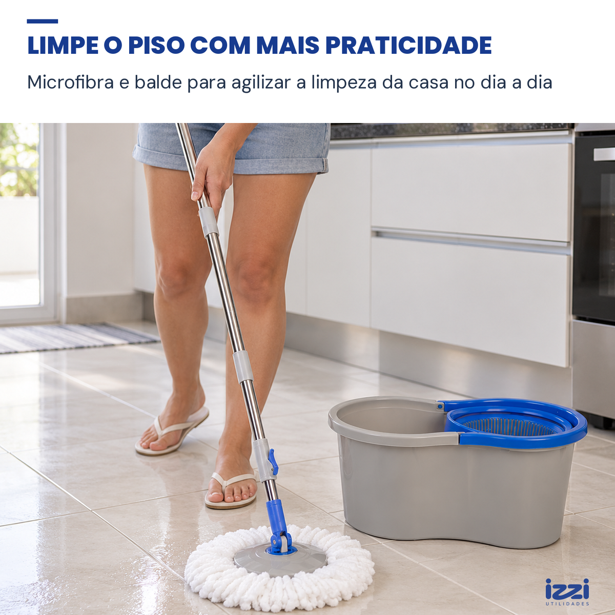 Mop Giratório 360° com Balde 8 L e Microfibra
