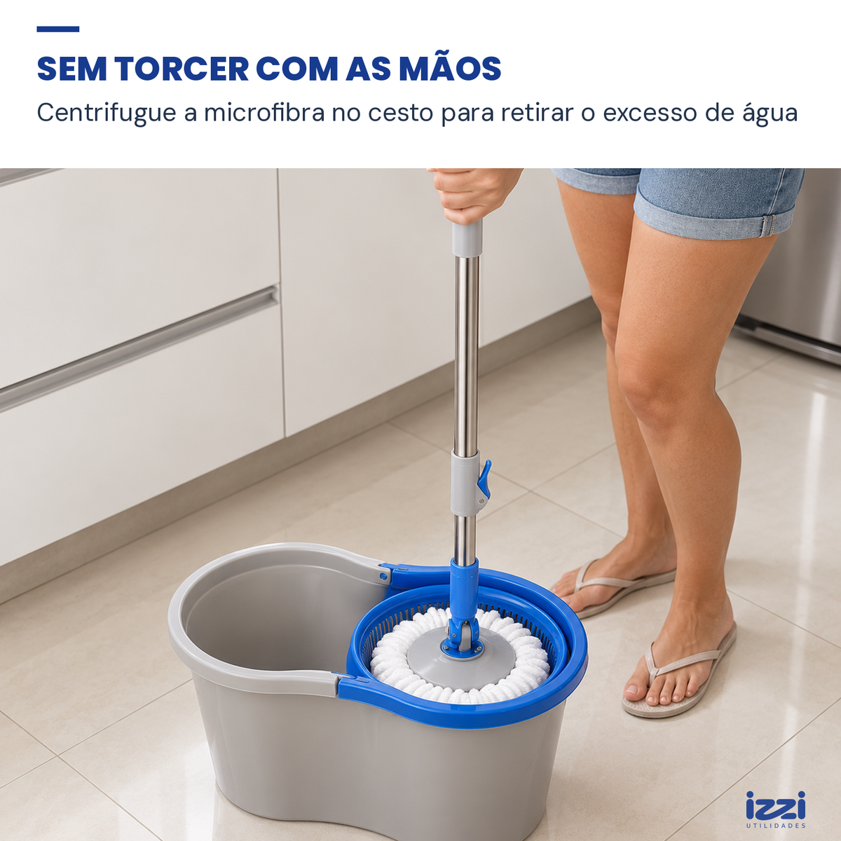 Mop Giratório 360° com Balde 8 L e Microfibra