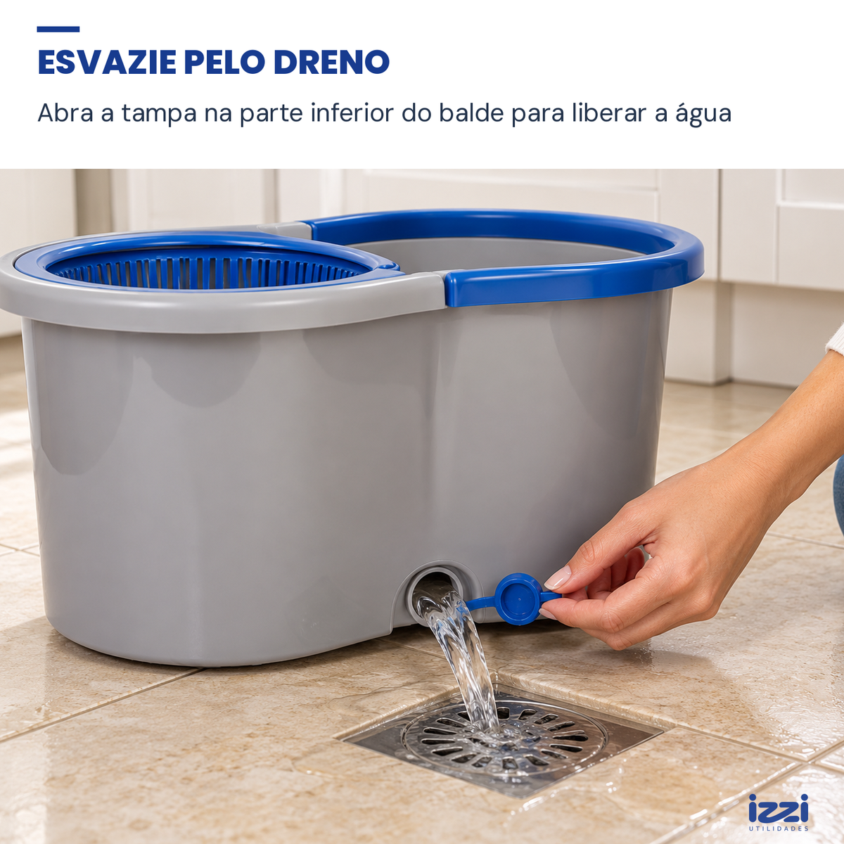 Mop Giratório 360° com Balde 13 L e Microfibra