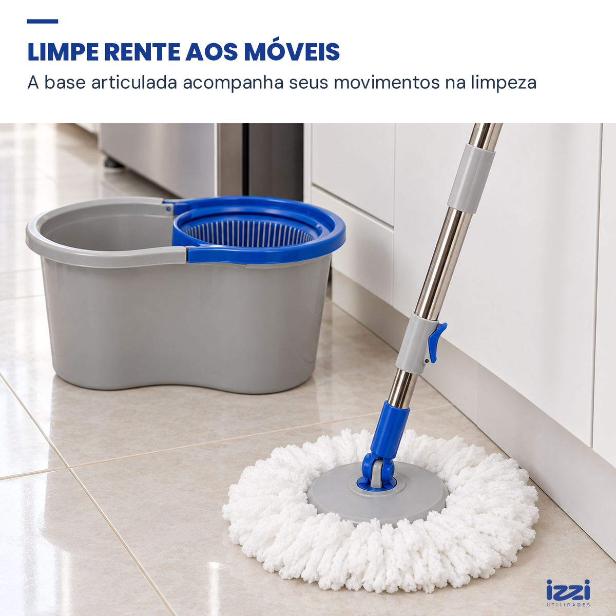 Mop Giratório 360° com Balde 8 L e Microfibra