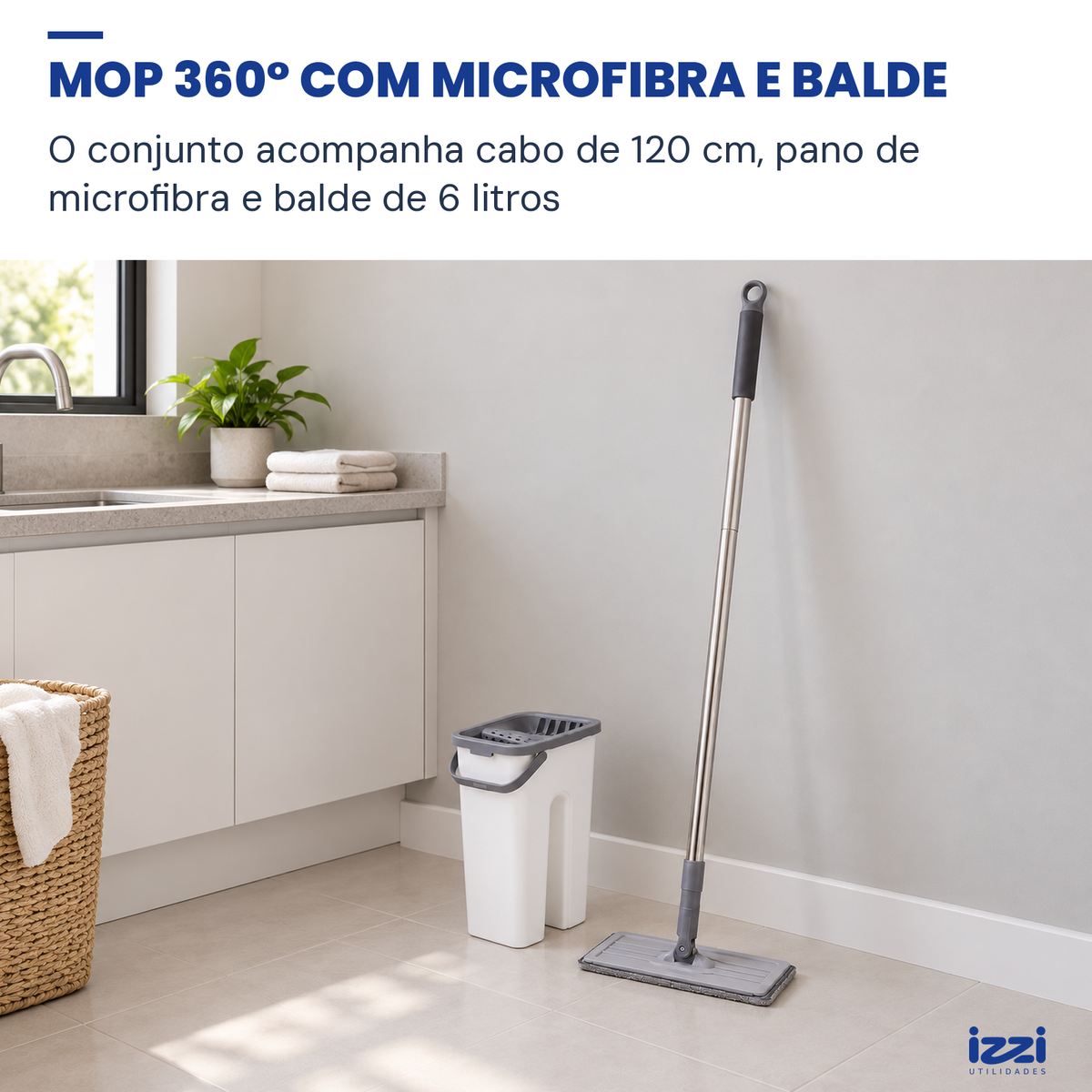 Mop Flat 360° com Balde de 6L e Refil