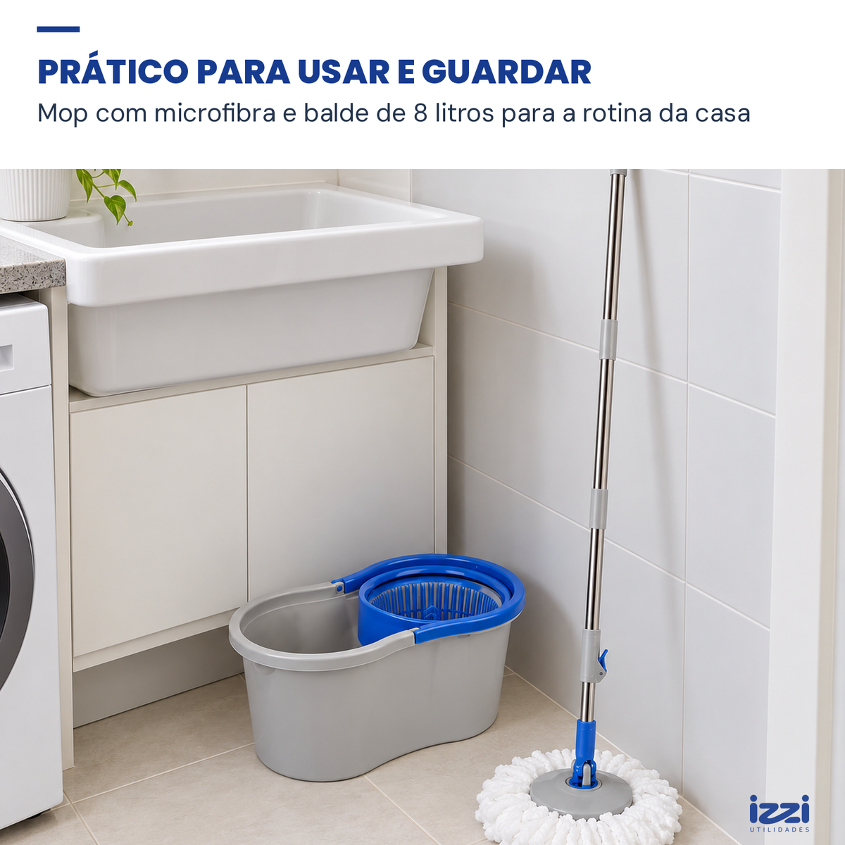 Mop Giratório 360° com Balde 8 L e Microfibra