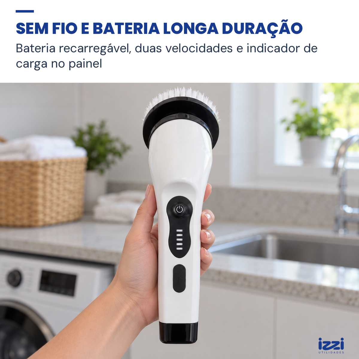 Escova Elétrica de Limpeza 7 em 1 Recarregável com Cabo Extensor